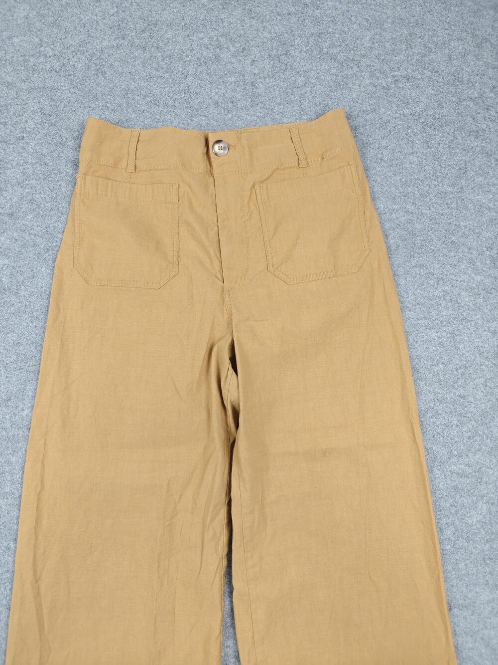Maeve Pants Womens 31x25 Beige Khaki Wide-Leg Relaxed Flat Front Pockets - Picture 2 of 12